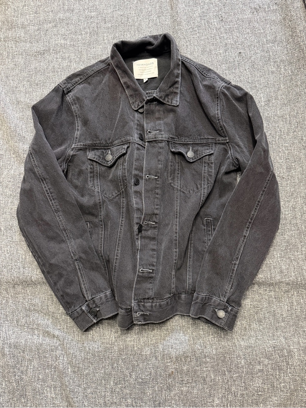 7 Diamonds Black Washed Denim Shirt Jacket